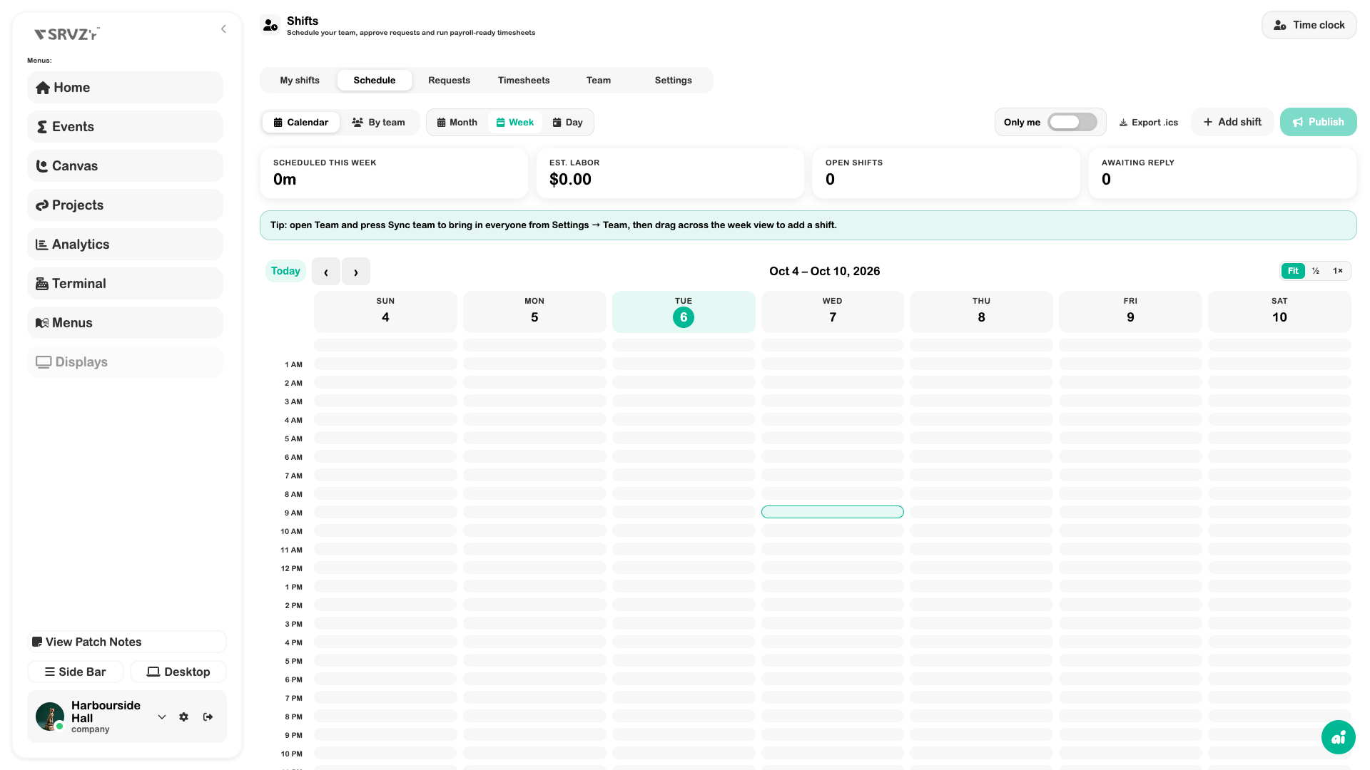 Bring the roster into scheduling in the SRVZr app